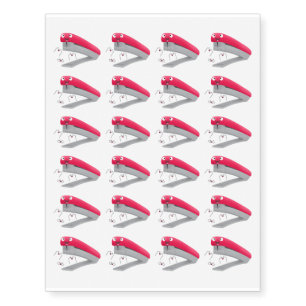 Cute red happy stapler cartoon illustration temporary tattoos