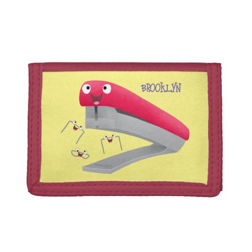 Cute red happy stapler cartoon illustration  trifold wallet