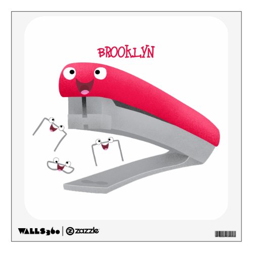 Cute red happy stapler cartoon illustration wall decal