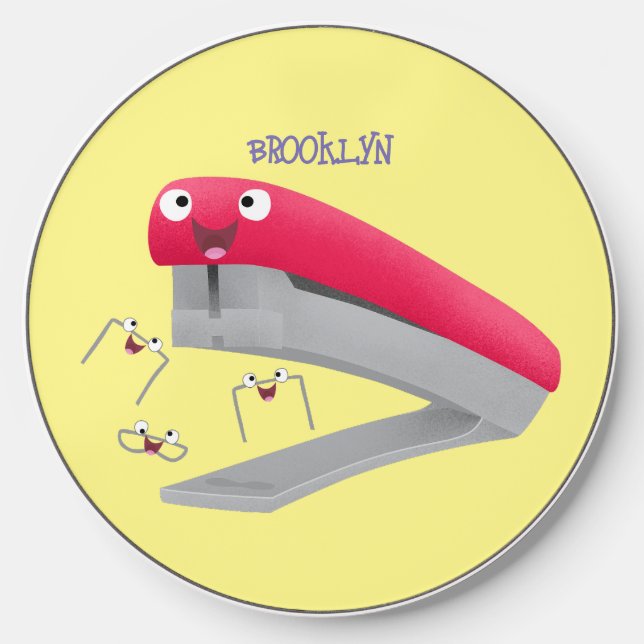 Cute red happy stapler cartoon illustration  wireless charger  (Front)