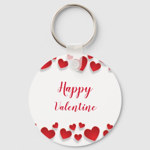 Cute Red Happy Valentine Love Hearts  Keychain