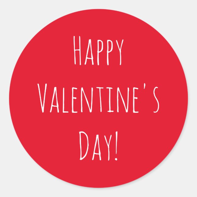 Cute Red Happy Valentine's Day Classic Round Sticker (Front)