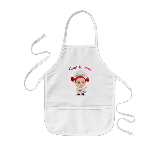 Cute red-head baby girl chef || Personalized Kids' Apron (Front)