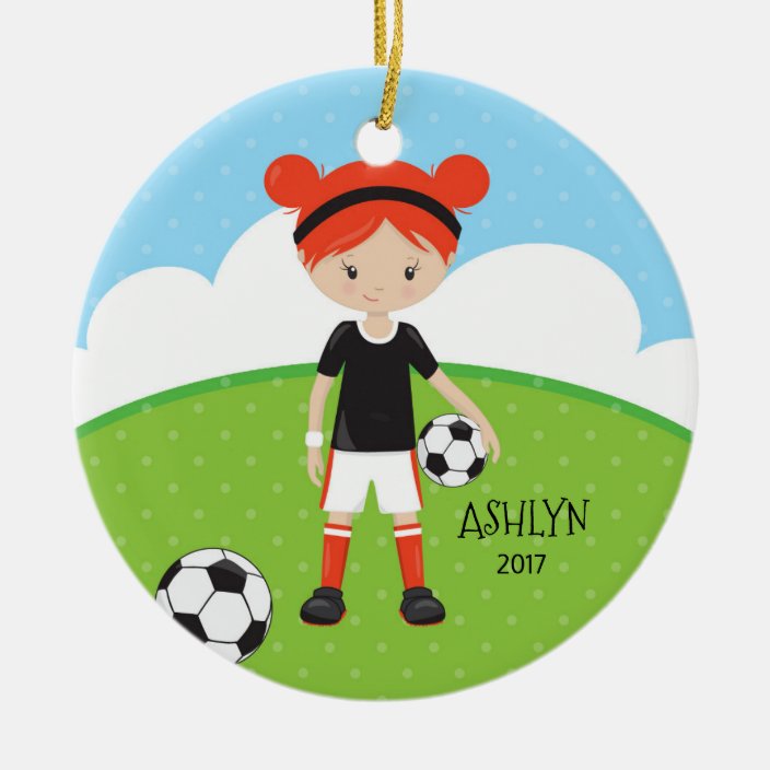 girl soccer player christmas ornament