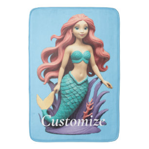 Cute Red-headed Mermaid Thunder_Cove  Bath Mat