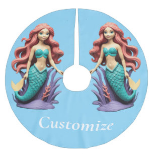 Cute Red-headed Mermaid Thunder_Cove Brushed Polyester Tree Skirt