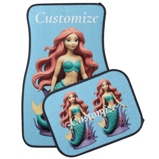 Cute Red-headed Mermaid Thunder_Cove  Car Floor Mat (Set)