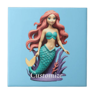 Cute Red-headed Mermaid Thunder_Cove Ceramic Tile