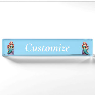Cute Red-headed Mermaid Thunder_Cove Desk Name Plate