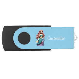 Cute Red-headed Mermaid Thunder_Cove Flash Drive