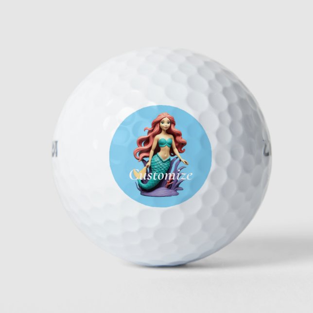 Cute Red-headed Mermaid Thunder_Cove Golf Balls (Front)