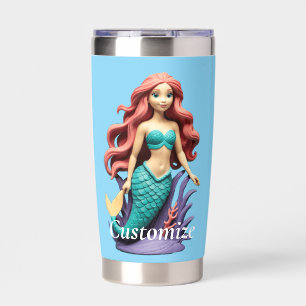 Cute Red-headed Mermaid Thunder_Cove Insulated Tumbler