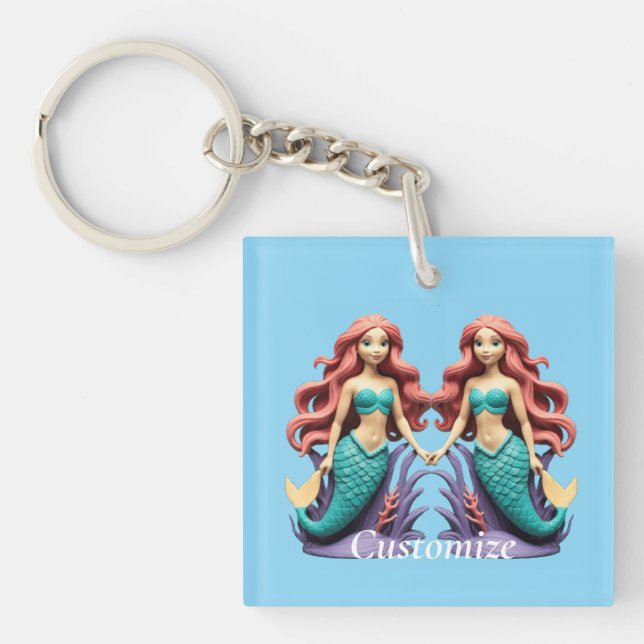 Cute Red-headed Mermaid Thunder_Cove Keychain (Front)