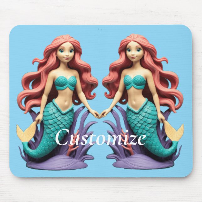 Cute Red-headed Mermaid Thunder_Cove Mouse Pad (Front)