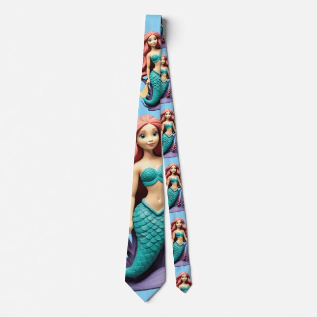 Cute Red-headed Mermaid Thunder_Cove Neck Tie (Front)