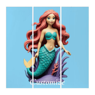 Cute Red-headed Mermaid Thunder_Cove Triptych