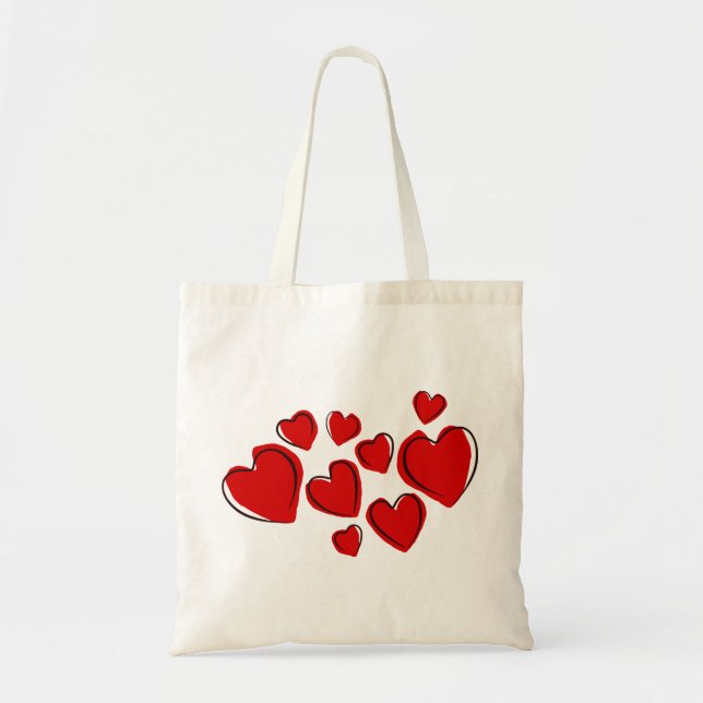 Cute Red Heart Abstract Tote Bag (Front)