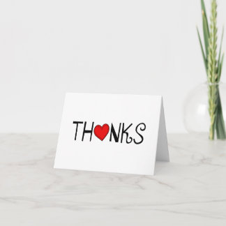 Cute Red Heart Any Occasion Thanks Note Card