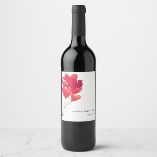 Cute Red Heart Balloons Sweetheart Baby Shower Wine Label