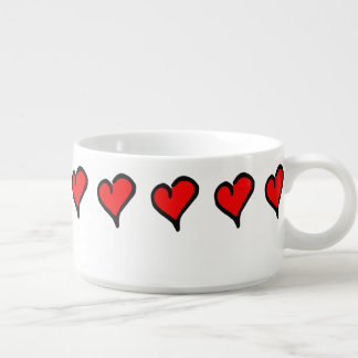 Cute Red Heart Cartoon Aesthetic Ceramic Bowl