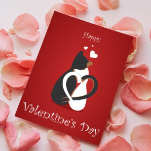 Cute Red Heart Cat Happy Valentine Day Card