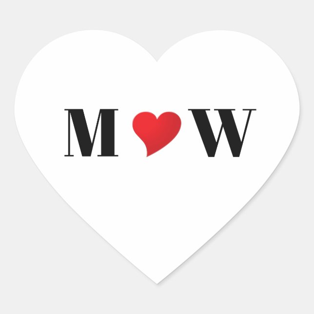 Cute red heart couple monogram initials modern sticker (Front)