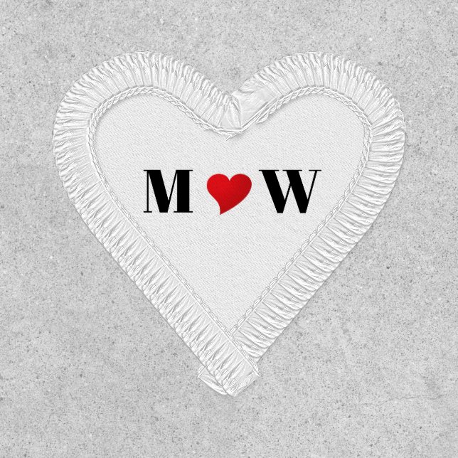 Cute red heart custom couple initials monogram patch (Front)