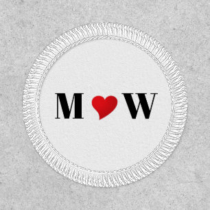 Cute red heart custom couple initials monogram patch