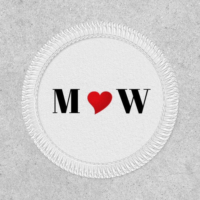 Cute red heart custom couple initials monogram patch (Front)