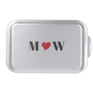 Cute red heart custom couple monogram initials cake pan