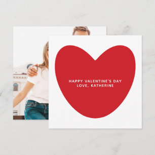 Cute red heart custom text photo Valentine's Day Card