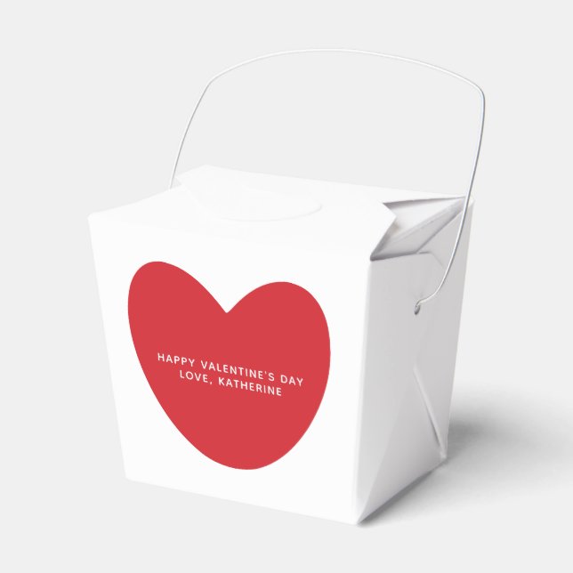 Cute red heart custom text Valentine's Day Favor Boxes (Front Side)