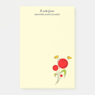 Cute Red Heart Flowers Illustration Post-it Notes