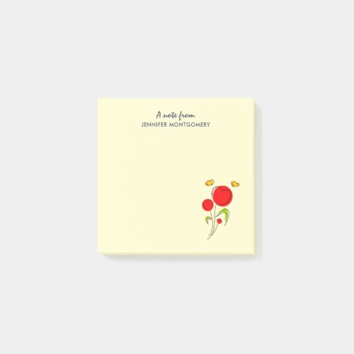 Cute Red Heart Flowers Illustration Post_it Notes