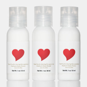 Cute red heart gender neutral baby shower favors  hand lotion