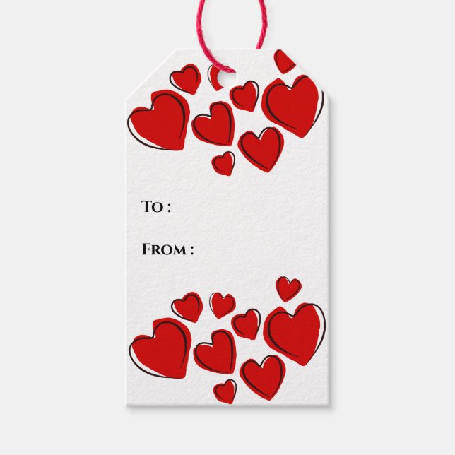 Cute  Red Heart Gift Tags (Front)