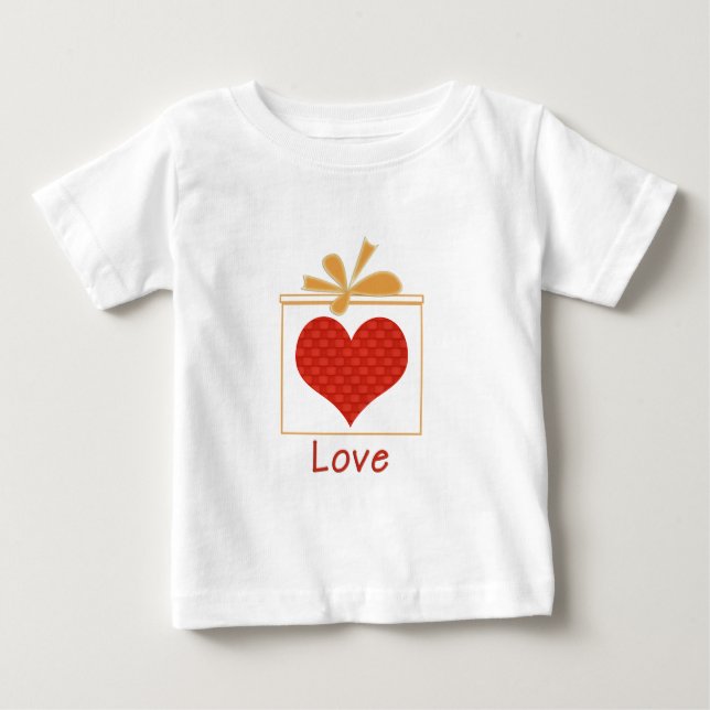 Cute Red Heart Gold Box LOVE Baby T-Shirt (Front)