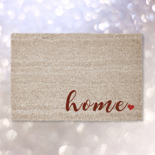 Cute Red Heart Home Outdoor All Weather Natural Fiber Doormat