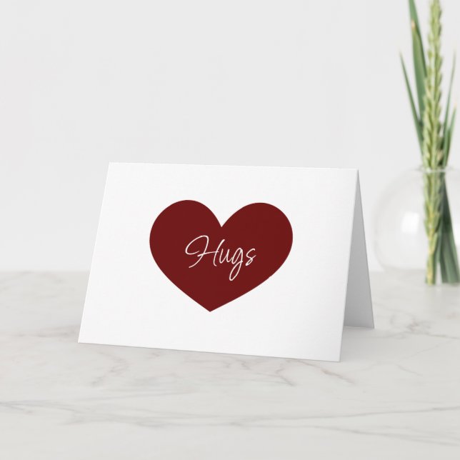 Cute Red Heart Hugs Simple Valentine's Day  Holiday Card (Front)