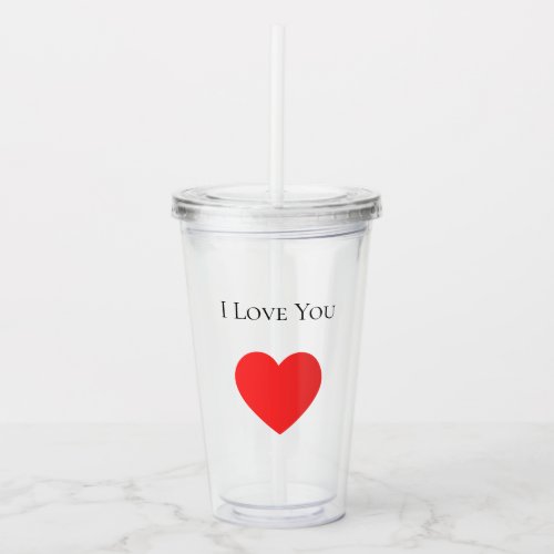 Cute Red Heart I Love Your Valentines Day Acrylic Tumbler