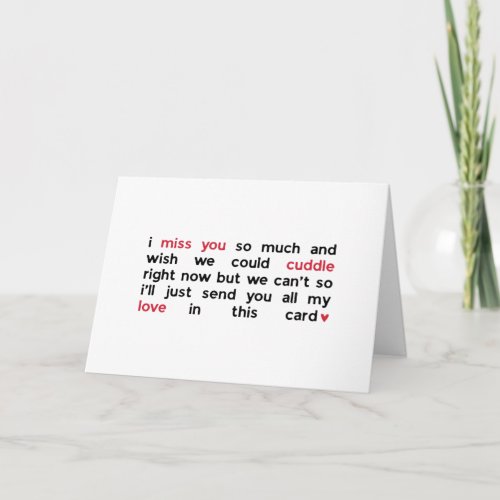 Cute Red Heart I Miss You Card