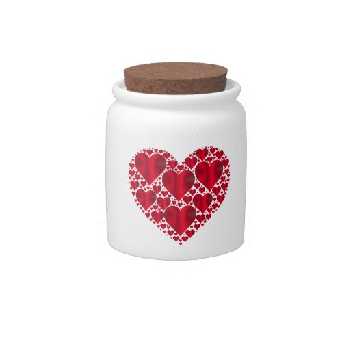 Cute Red Heart Love Valentine Candy Jar