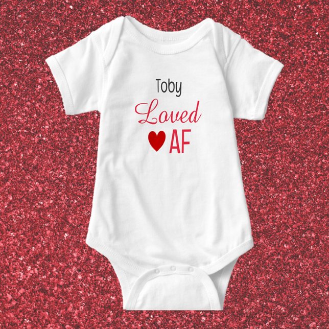 Cute Red Heart Loved AF Baby Bodysuit (Creator Uploaded)