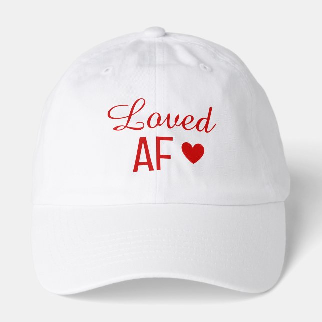 Cute Red Heart Loved AF Hat (Front)