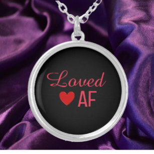 Cute Red Heart Loved AF Silver Plated Necklace
