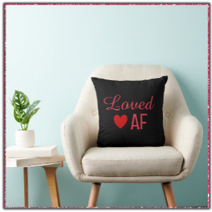 Cute Red Heart Loved AF Throw Pillow