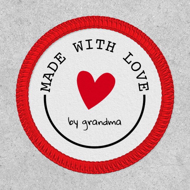 Cute Red Heart Made With Love By Grandma Patch (Front)