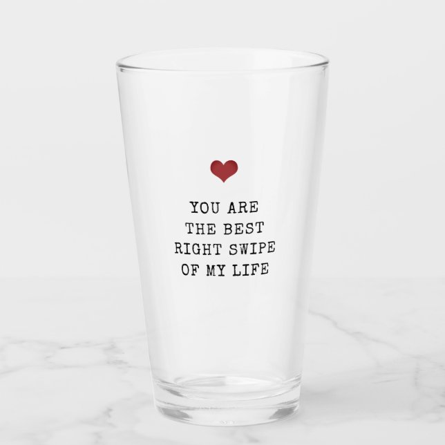 Cute red heart modern Valentine's dating app Glass (Front)