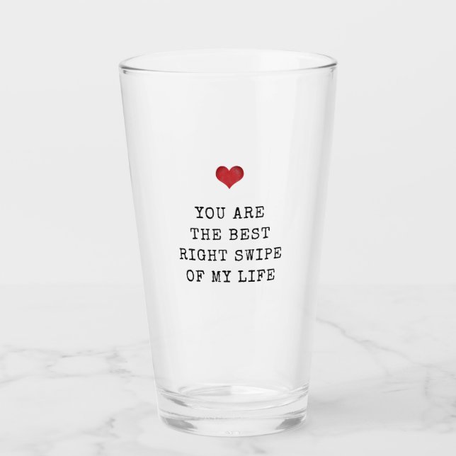Cute red heart modern Valentine's dating app Glass (Front)