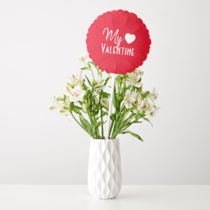 Cute Red Heart My Valentine Calligraphy Design Balloon